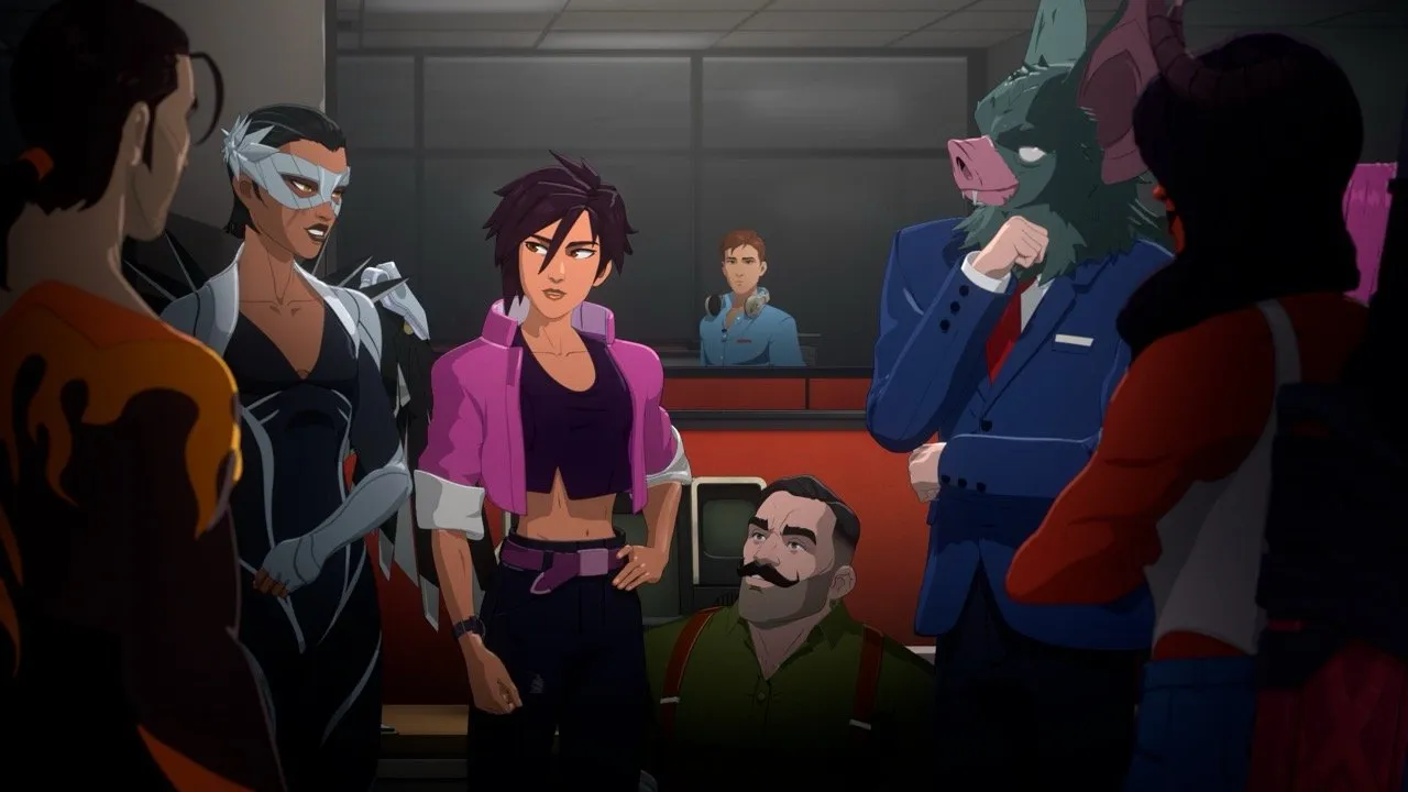 A screenshot of a scene in the award-winning indie game, Dispatch