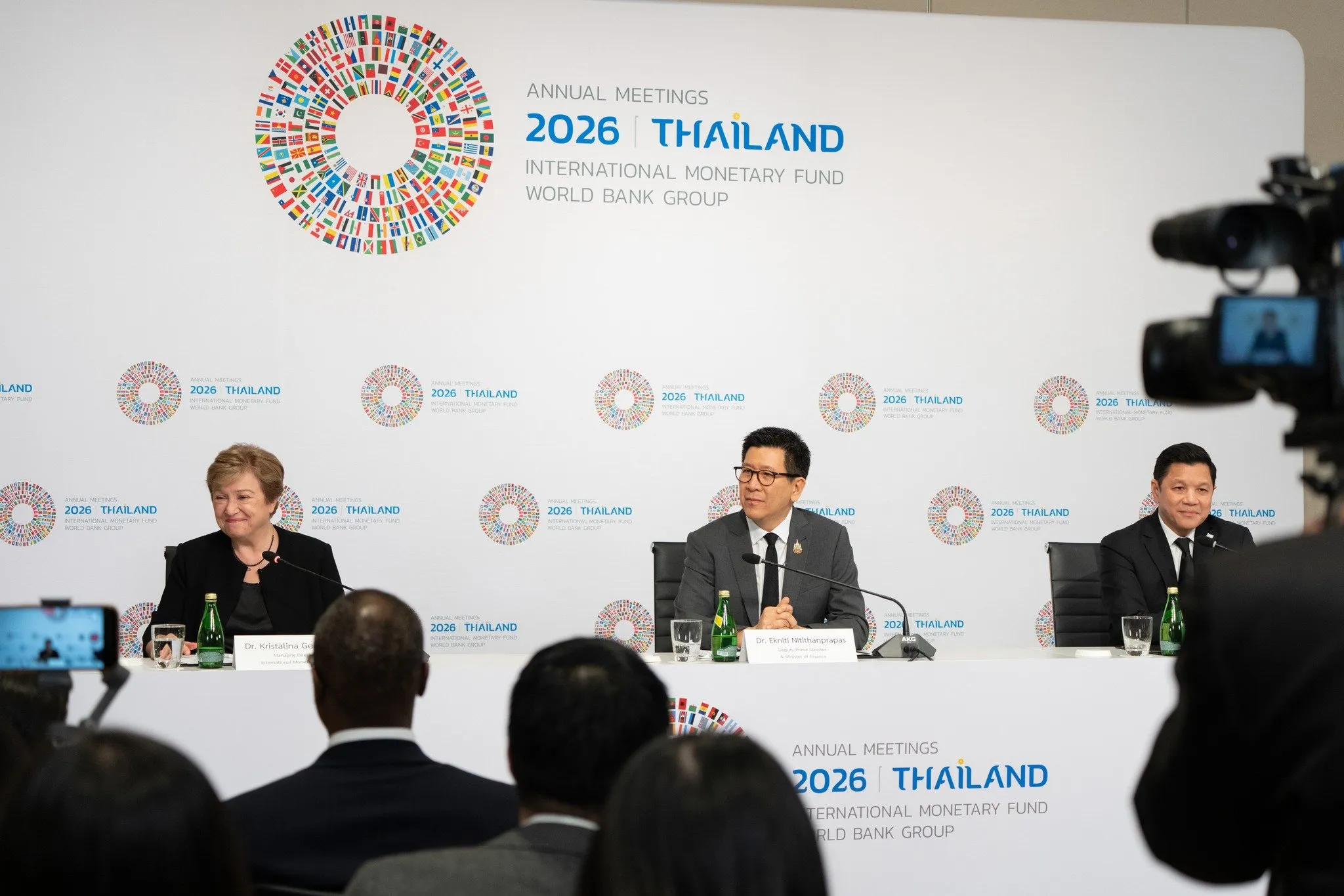 Managing Director Kristalina Georgieva brief the press at the Queen Sirikit National Convention Center in Bangkok, March 4, 2026.