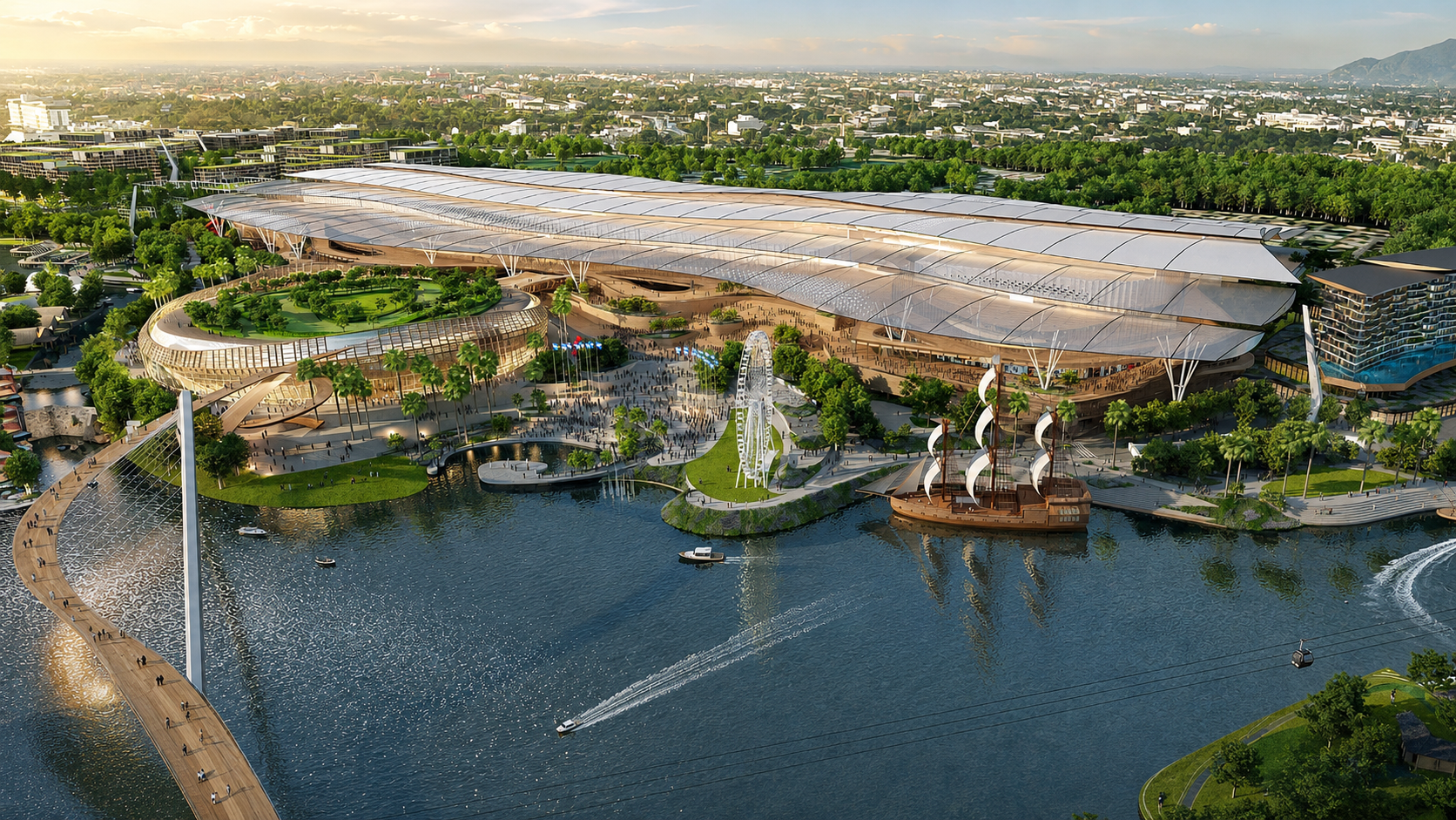 Concept rendering of U-Tapao Airport and Eastern Aviation City development in Rayong, Thailand