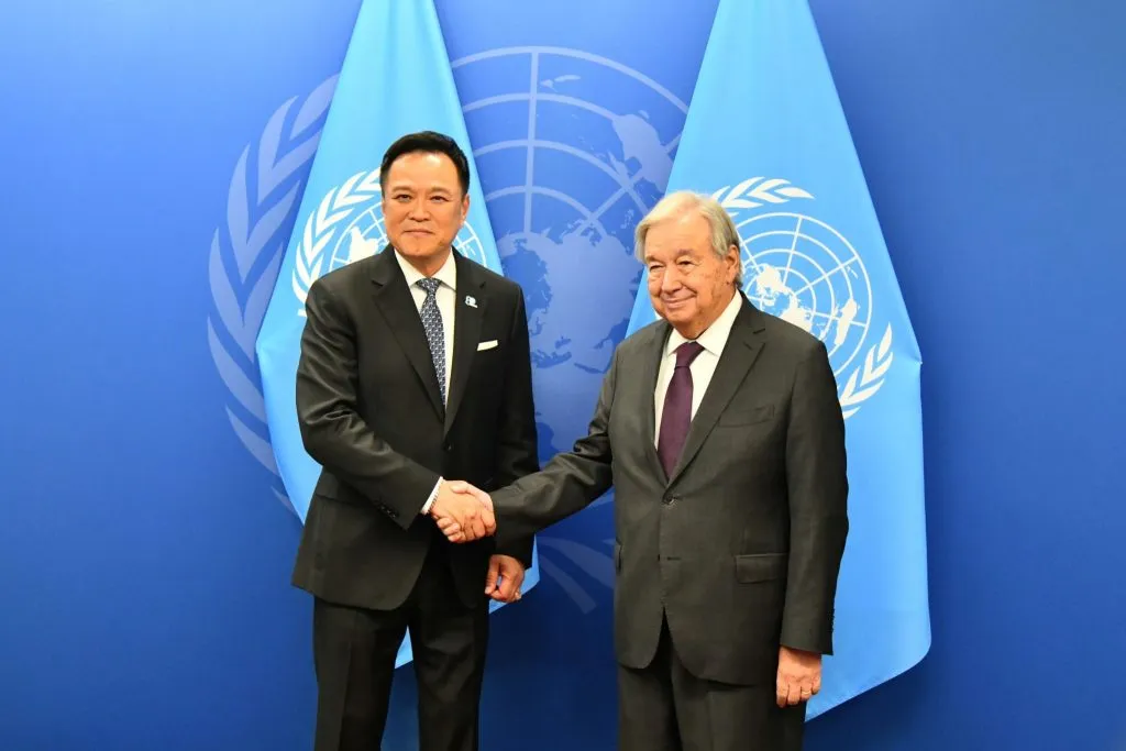 Prime Minister Anutin Charnvirakul meets UN Secretary-General António Guterres at United Nations Headquarters in New York on September 24, 2026.