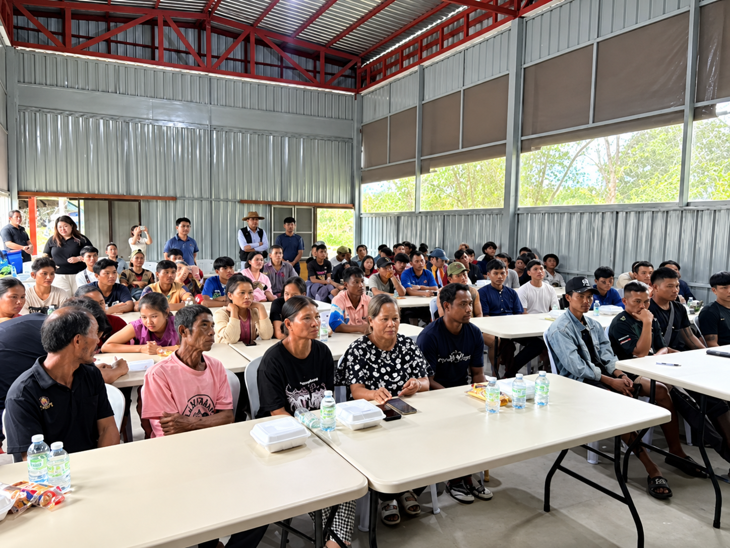 Migrant workers attending a labor rights training session in Rayong, Thailand.