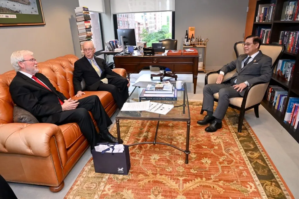 Sihasak Phuangketkeow meets with Asia Society representatives in New York on September 24, 2026.