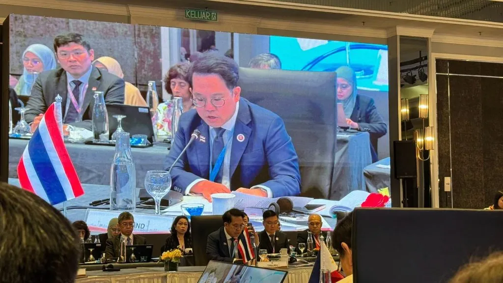 A Thai delegate speaks during the ASEAN Health Ministers’ Meeting in Kuala Lumpur