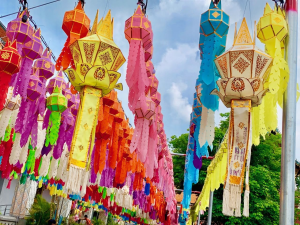 Lanterns featured at Lamphun Hundred Thousand Lanterns Festival.